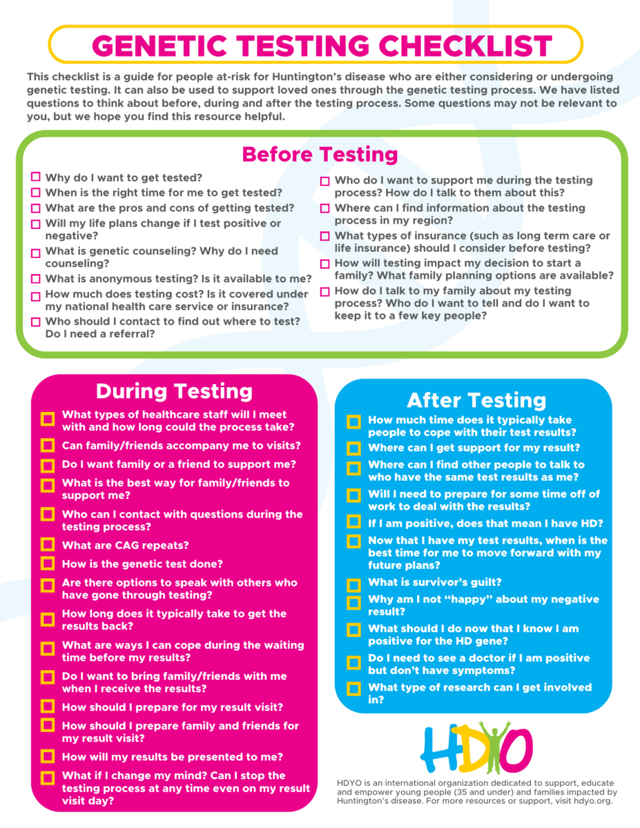Genetic Testing Checklist